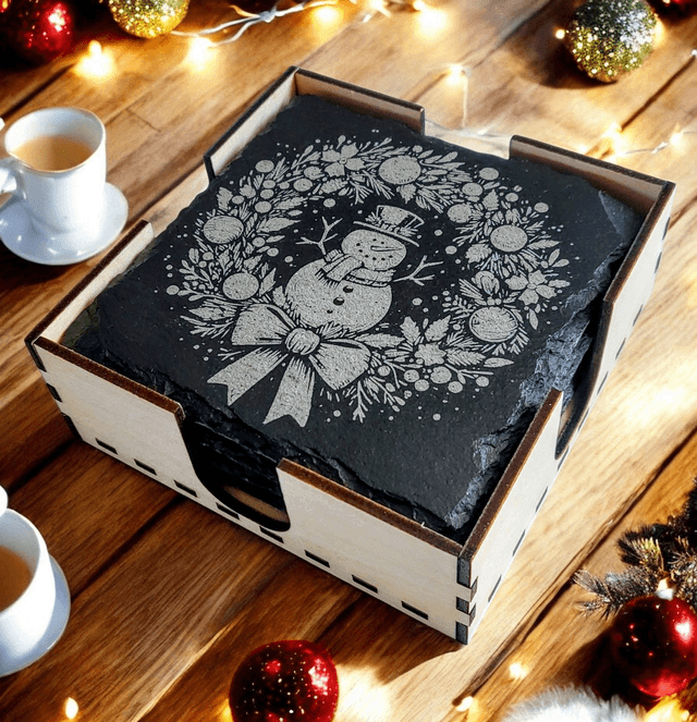 Snowman Coaster Set with Free Storage Caddy