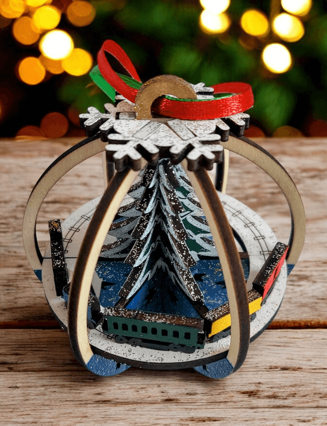 Christmas Train Tree Ornament with Protective Storage Box 